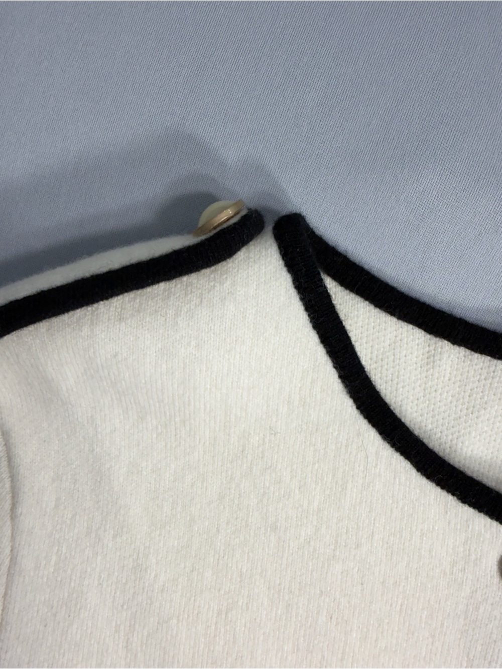 Cream Knit Sweater with Black Trim - Picture 8 of 10